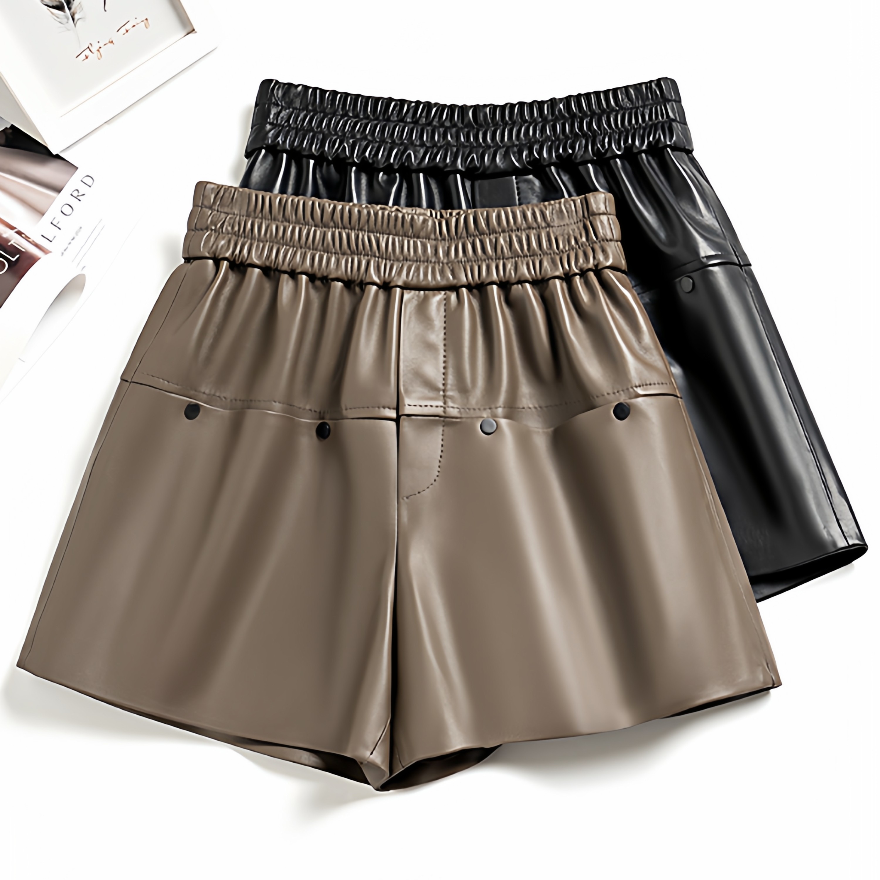 真皮阔腿短裤女2026春秋新款经典百搭休闲裤绵羊皮高腰显瘦热裤,女装/女士精品,皮裤,淘宝优惠券,粉丝福利购,淘宝优惠卷