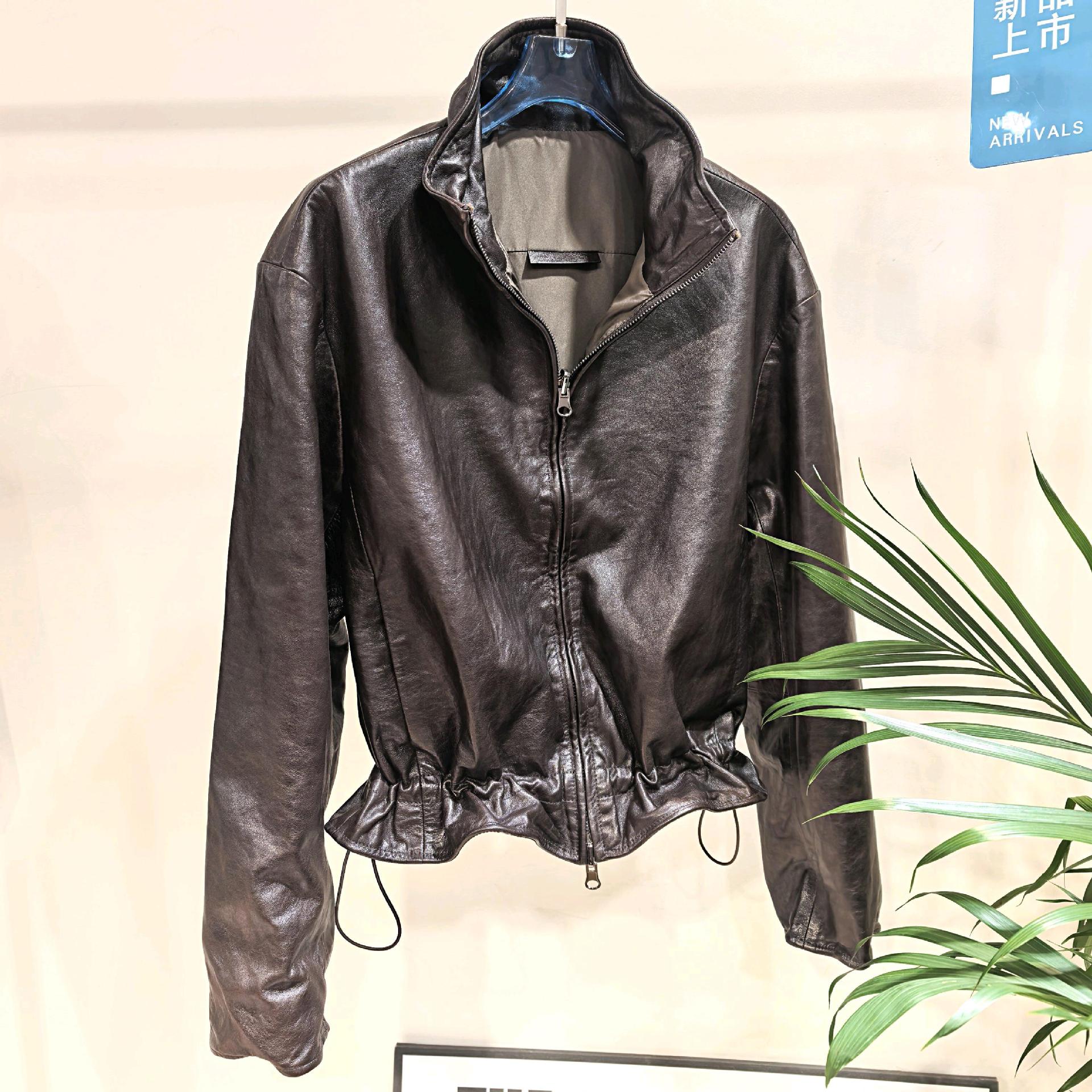 两面穿油蜡绵羊皮短款皮衣女显瘦