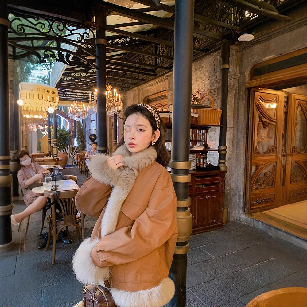 双面穿复古工装派克服女中长款