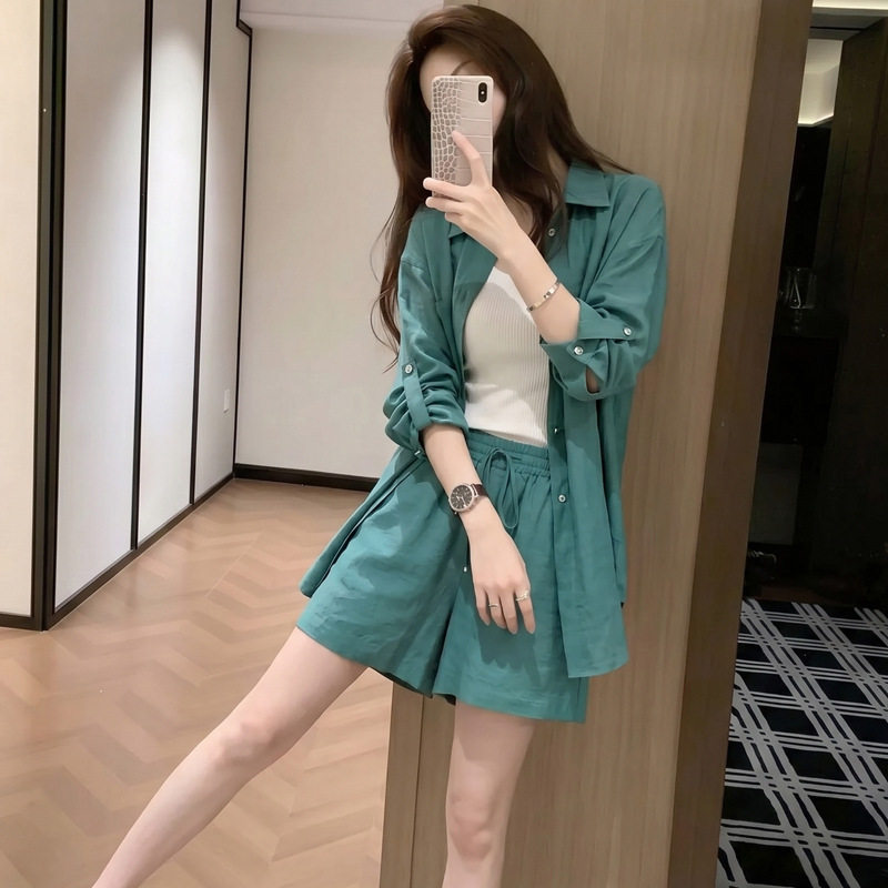 2026韩版女防晒衬衫阔腿套装
