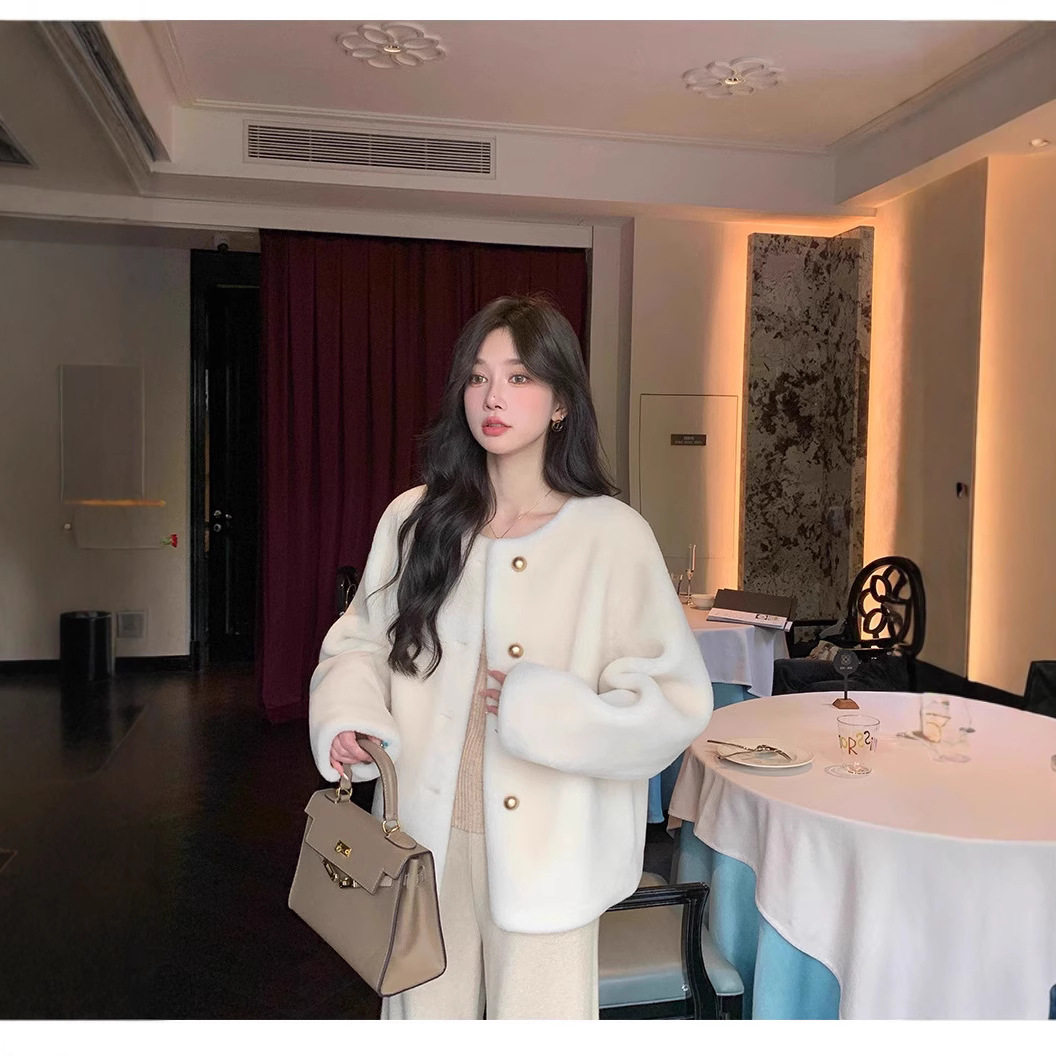 绒绒大小姐羊剪绒绵羊毛外套女冬