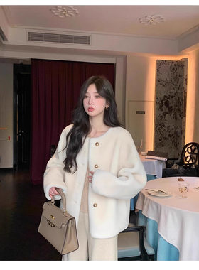 绒绒大小姐羊剪绒绵羊毛外套女冬