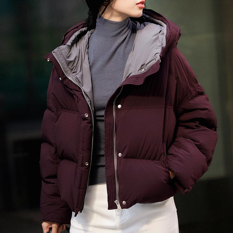 减龄撞色95白鹅绒长款/短款连帽羽绒服 冬新款高端平湖女装外套