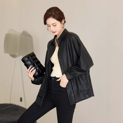 高端精品衬衫领全植鞣真皮绵羊皮