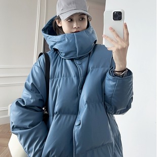 2026海宁新款冬季皮衣女款真皮羽绒女中长款绵羊皮连帽宽松外套女