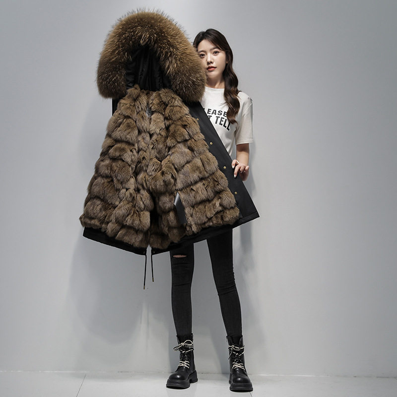 海宁2025冬季女装新款皮草外套派克服狐狸头毛内胆可拆卸毛领大衣