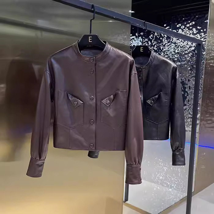 2026新款立领真皮皮衣女短机车外套真皮小个子春款皮夹克