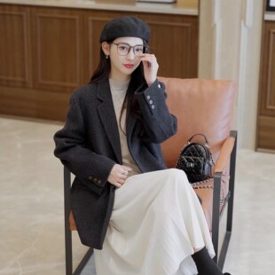 2026新款双面羊绒大衣女高级感小个子西服羊毛呢外套西装