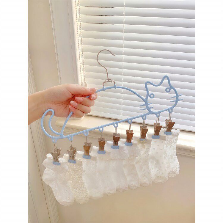 猫咪晾衣架多夹子晾袜子神器内衣晾晒架家用多功能防风婴儿袜子夹