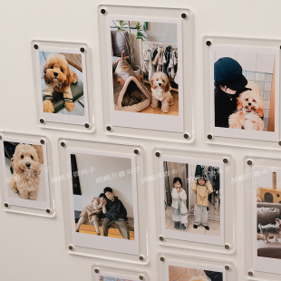 亚克力磁吸透明相框冰箱贴磁贴拍立得3寸小卡照片墙磁性展示架
