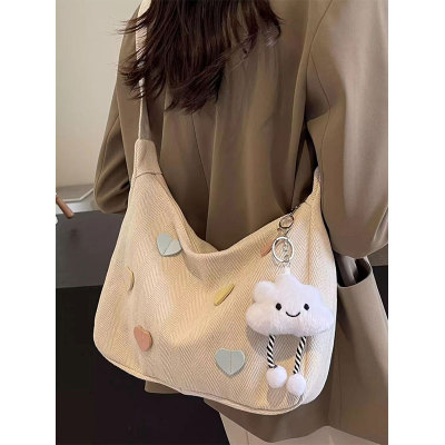 帆布大容量单肩包高级感质感