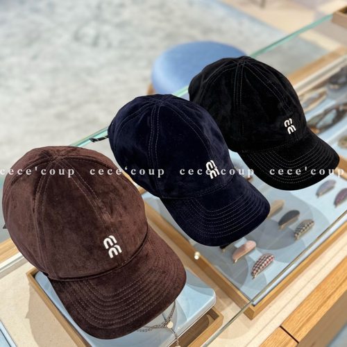 25FW丝绒logo刺绣抽绳棒球帽女