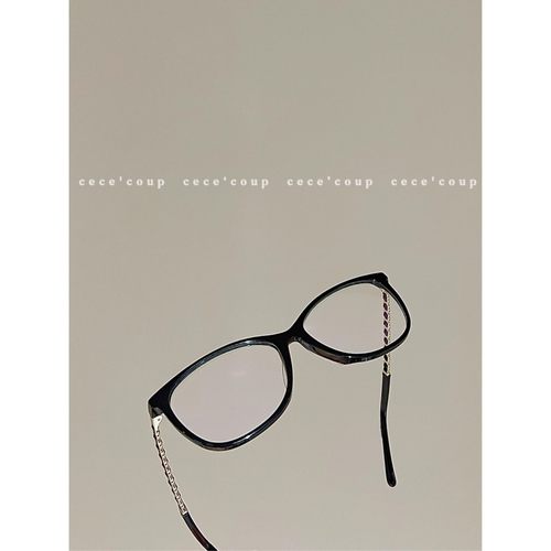 cece'coup 闭眼入 ！ logo镜腿羊皮链条平光眼镜