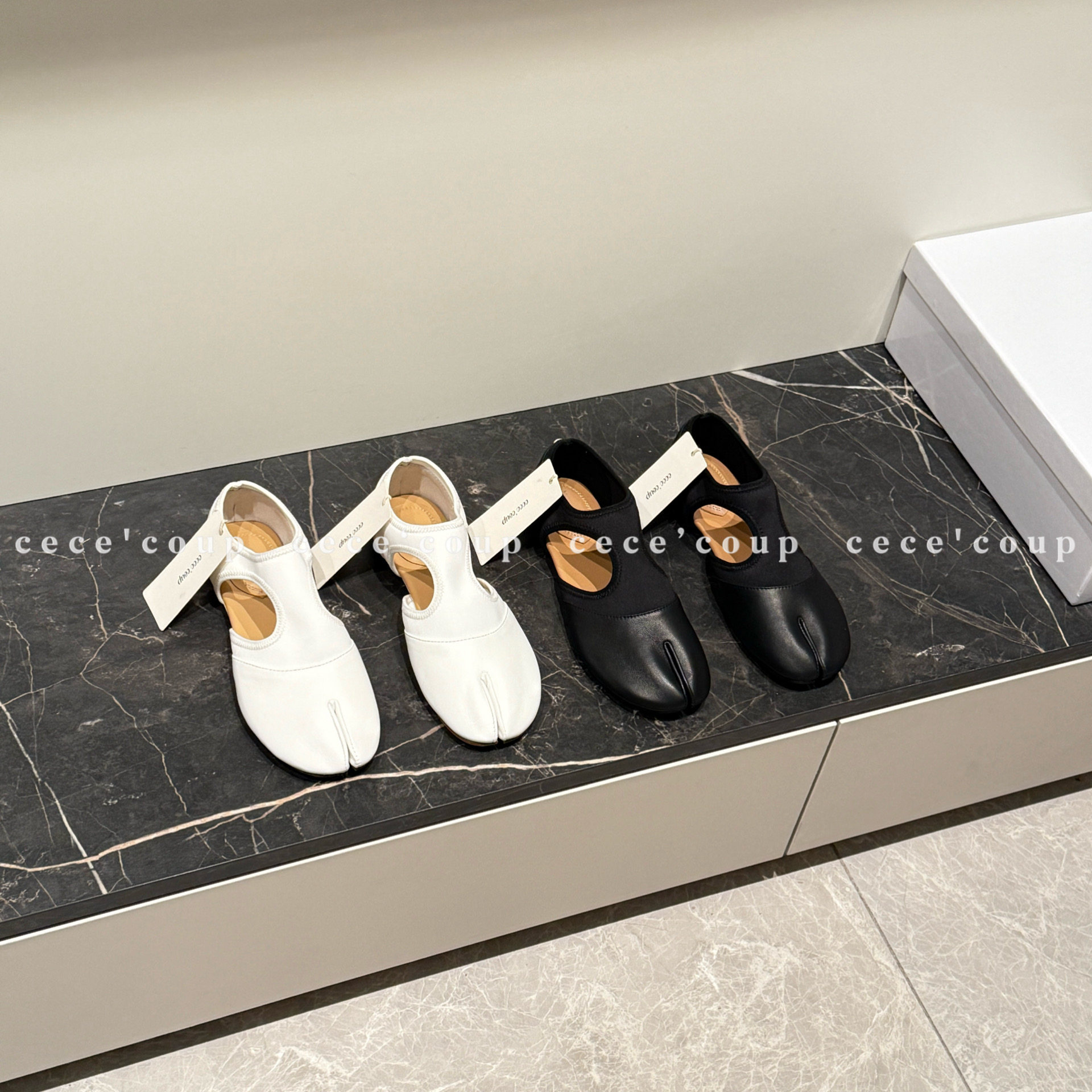 cece coup 设计感！01/15 新品 25FW 分趾真皮平底中空芭蕾舞鞋女,女鞋,时尚芭蕾鞋,淘宝优惠券,粉丝福利购,淘宝优惠卷