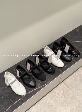 cece coup 舒适自留！04/12 新品 25ss菱格粗跟一字扣玛丽珍 单鞋
