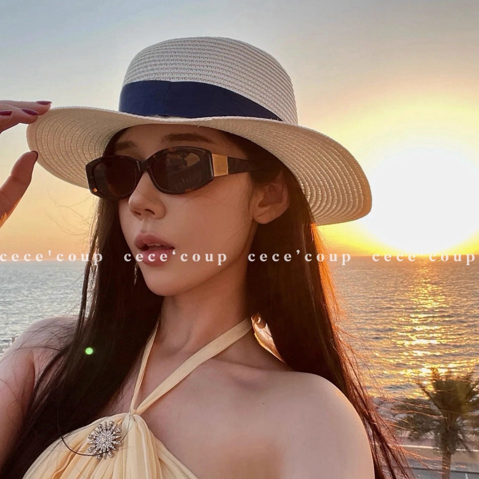 25FW复古方框墨镜太阳眼镜女