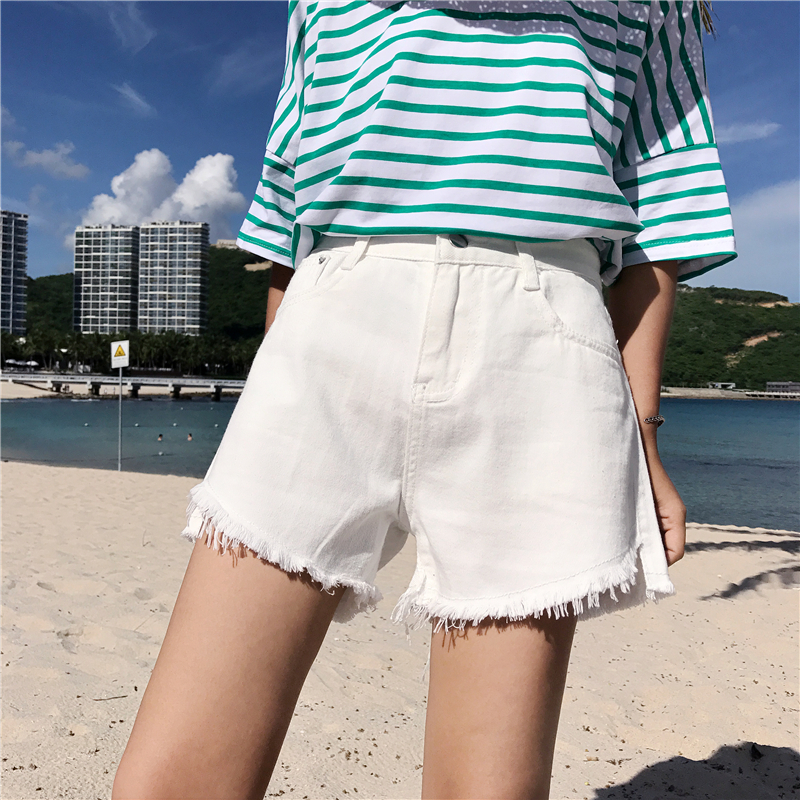 Real shot real price summer women's wear Korean version short front and long back denim shorts