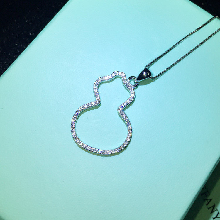 s925镂空满钻大葫芦女学生项链