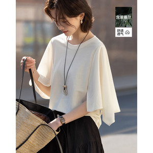 圆领七分袖宽松显瘦小个子t恤女