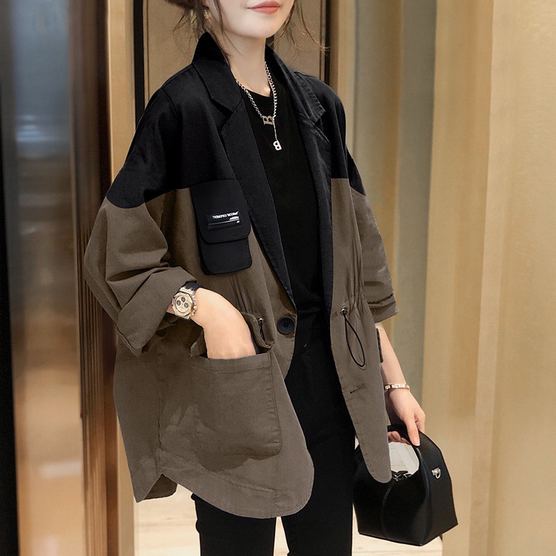 正品哥弟新款专柜尾货清仓时尚休闲小西装外套女秋季拼接西服上衣