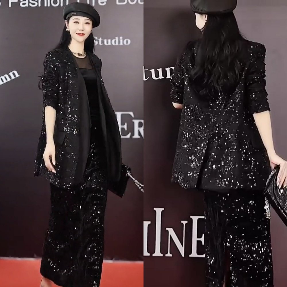 2026法式新款早春季搭配一整套轻奢时尚亮片西装外套半身裙套装女