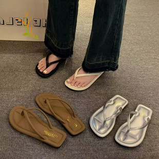 日系人字拖女夏季 外穿平底时尚 夹脚趾防滑轻便百搭约会沙滩凉拖鞋