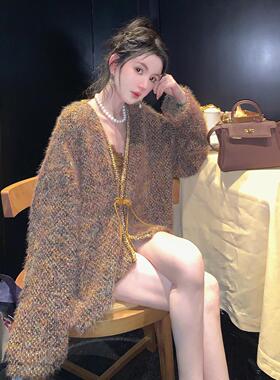 SSMO SDIOTU【茶棕锦韵】40毛新中式国风粗花呢秋冬小香风外套羊