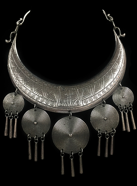 民族风苗银复古吊坠项圈服装饰品