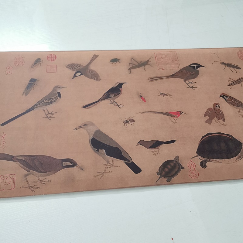 于非闇 《百禽图 》复古书画鸟兽写生国画真迹微喷仿古复制横幅画