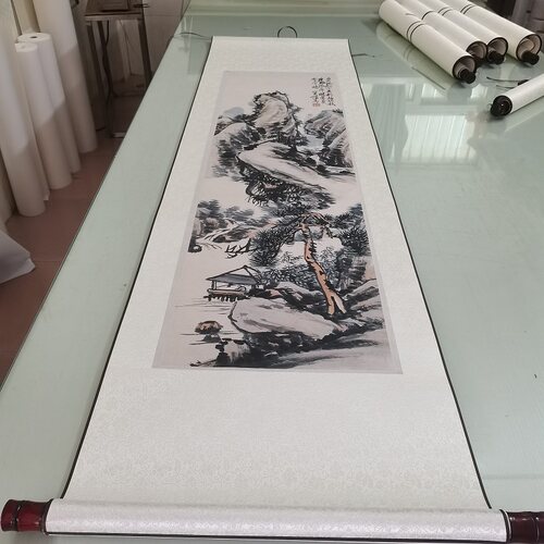 蒲华白石孤松图复古山水书画宣纸微喷仿古复制装裱挂轴玄关装饰画