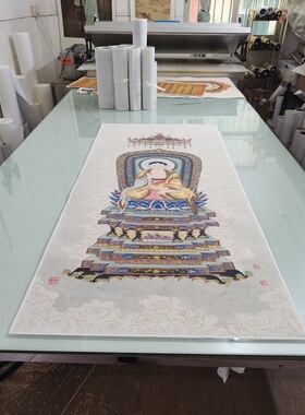 夏荆山国画真迹唐卡佛像复古人物书画微喷仿古复制挂轴装裱装饰画