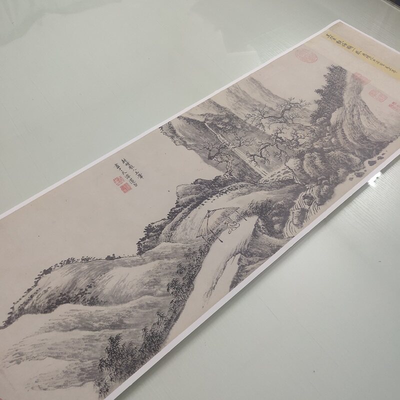 王翚观梅图复古山水国画字画真迹微喷仿古复制客厅书房横幅装饰画