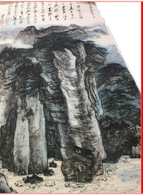 张大千赤壁图中式近代山水字画真迹微喷仿古复制国画竖幅挂轴装饰