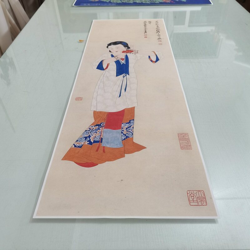 张大千 《簪花仕女图 》复古书画人物国画真迹微喷复制挂抽装裱画