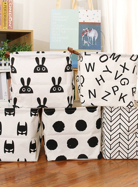 北欧棉麻防水脏衣篮卡通可折叠收纳篮宿舍内衣盒玩具收纳箱ins风