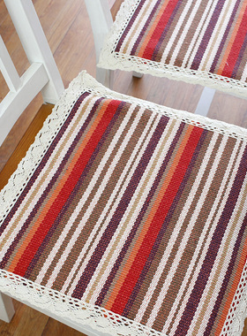 夏季薄款餐椅坐垫棉线编织椅子垫子办公室电脑座椅垫棉麻布艺定制