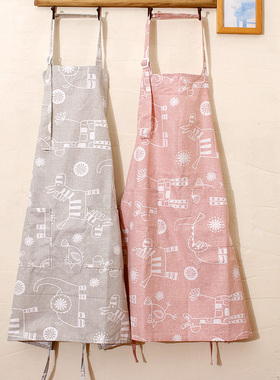 简约时尚纯棉防油清洁围裙厨房餐馆做饭家居男女半身工作服面包店