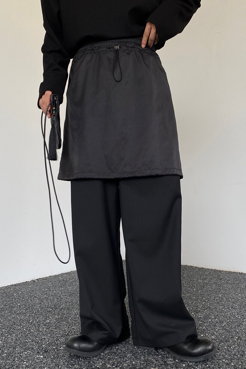 春季新款暗黑系个性假两件裙裤潮流男女直筒休闲长裤2624P90,男装休闲裤,电商A246