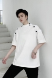 夏季暗黑个性设计织带立领洋气时尚麻棉短袖A261-3964-P55，男装T恤，电商A246