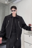 秋季设计师款编制拼接拉链短款翻领男夹克潮流暗黑系外套5091P135，男装夹克，电商A246