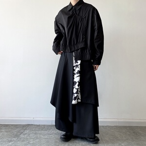 小众暗黑山本风多层次设计男女潮流裙裤个性花卉拼接痞帅2525P90图片