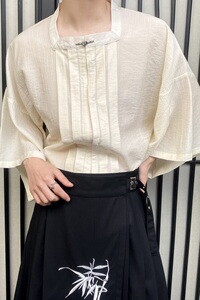 夏季新中式方领中袖男女衬衣复古风汉服衬衫3573P95图片