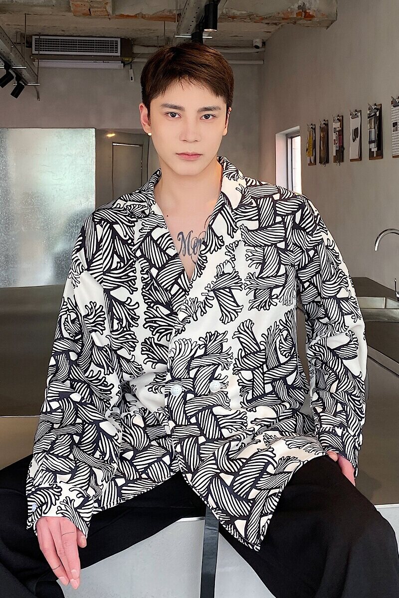 设计款印花复古西服领衬衣韩版雅痞时髦上衣A246-3628-P85,男装西服,电商A246