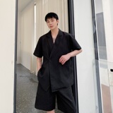 夏季韩版休闲西服领短袖衬衣短裤套装潮流雅痞时髦两件套5148P125，男装牛仔裤，电商A246