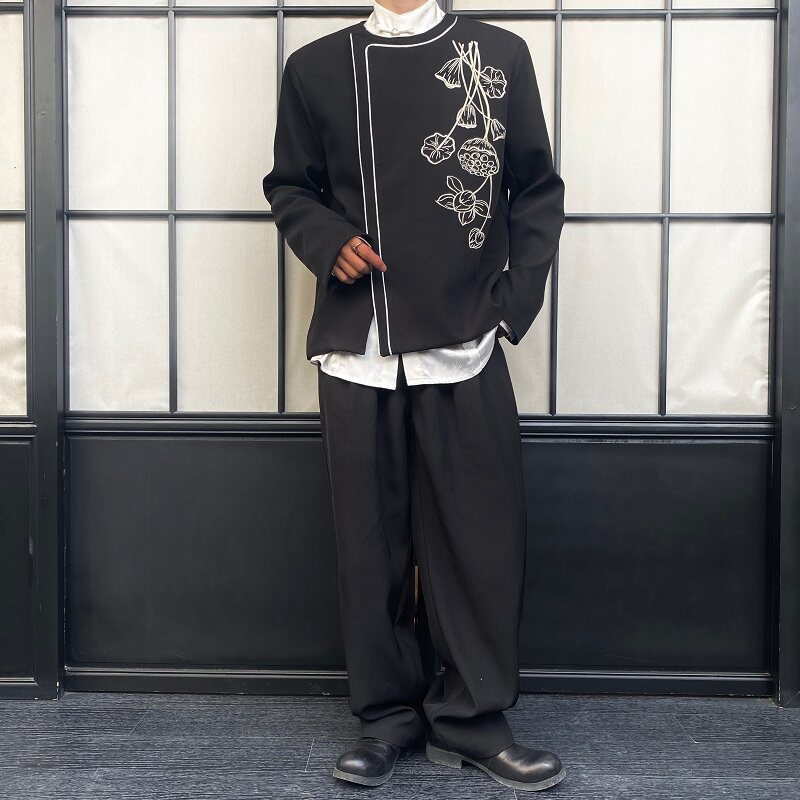 春季新中式刺绣圆领男女西服外套潮流风禅意上衣夹克5212P135,男装西服,电商A246