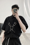 山本暗黑原创小众绑带金属环个性设计定制短袖衬衣A261-9923-P70，男装T恤，电商A246