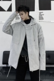 早春设计师款定制条绒连帽极简风气质灰宽松夹克外套A261-870-P95，男装夹克，电商A246