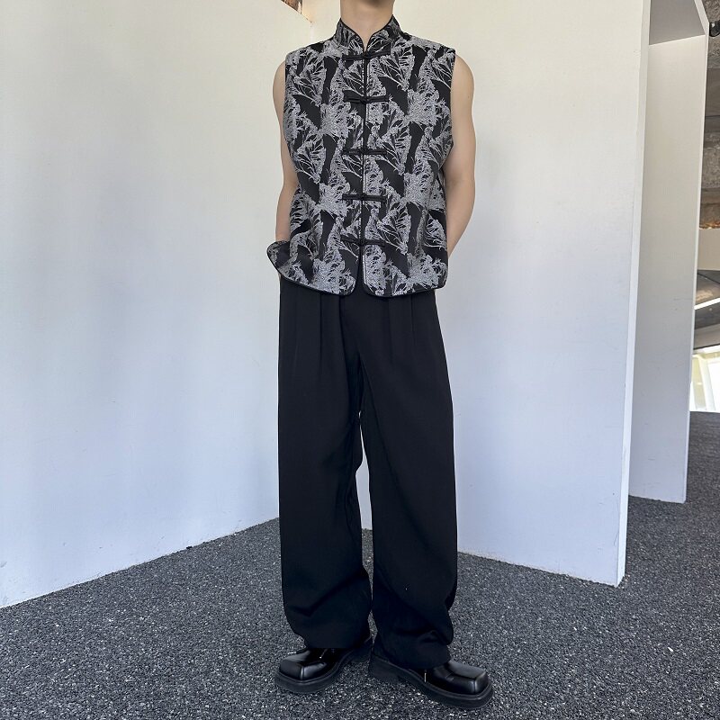 潮流中式复古立领盘扣锦缎提花男女休闲马甲百搭坎肩5263P110,男装背心/马甲,电商A246