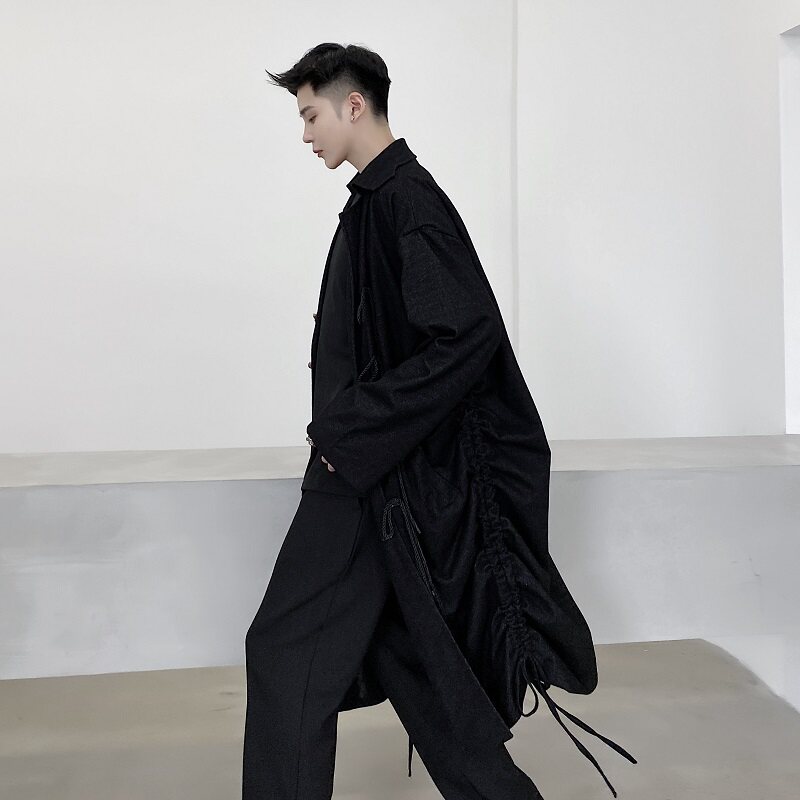 小众侧缝可调节时尚长款个性外套风衣A246-2342-P155,男装风衣,电商A246