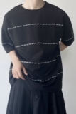 夏季山本暗黑系个性织带圆领短袖男女半袖T恤潮流上衣2372P45，男装T恤，电商A246